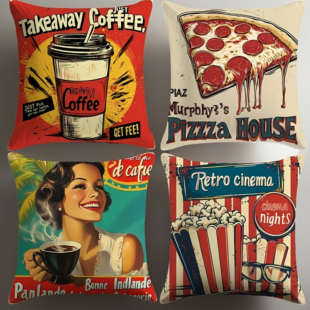 Home Cinema Inspiration - Fronhas de inspiração vintage: café, pizza,
