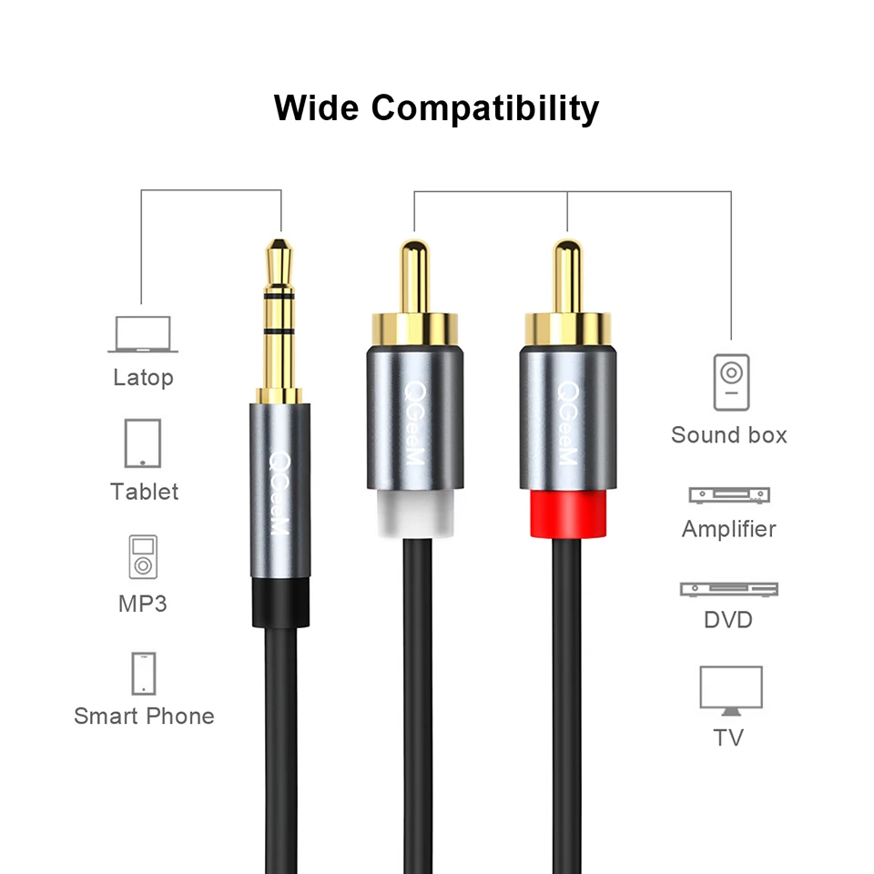 Cabo RCA QGeeM 2RCA para 3.5mm - Home Cinema Installation avaliação e preço