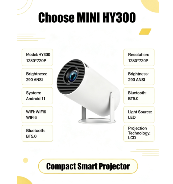 Mini Projetor Portátil HY300 A - Home Cinema Night avaliação e preço