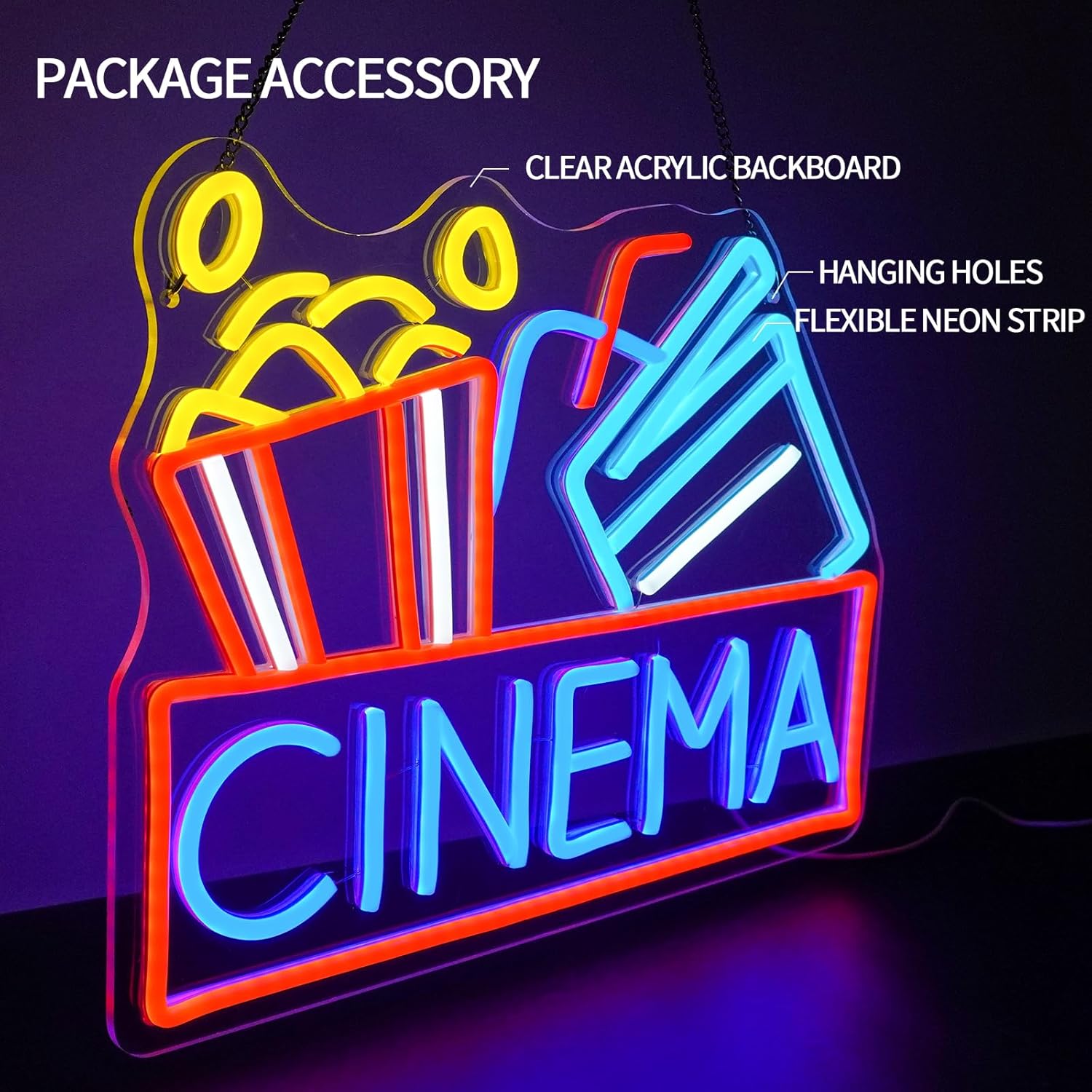 Cinema sinal de néon alimentad - Home Cinema Room Accessories avaliação e preço